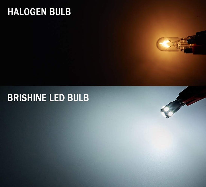 BRISHINE 300LM Extremely Bright Canbus Error Free 194 168 2825 W5W T10 LED Bulbs 6000K Xenon White 9-SMD 2835 LED Chipsets for Dome Map Door Courtesy License Plate Lights (Pack of 4) - Image 3
